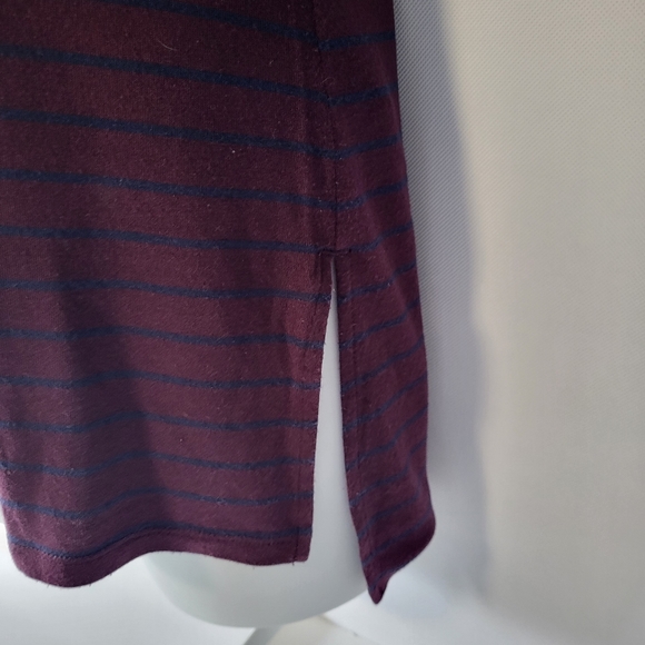 Athleta Threadlight Long Sleeve Top XS X Small Burgundy Blue Stripe Modal - Picture 5 of 12